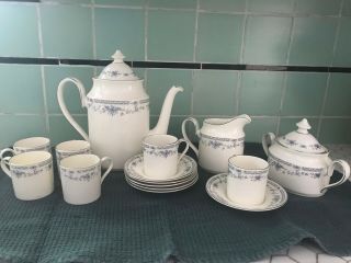 Minton Bellemeade Bone China Coffee Set For Six With Creamer And Sugar Bowl