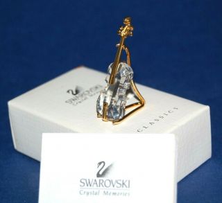 Swarovski Memories VIOLIN WITH STAND Cut Crystal 18ct Gold Plated Ornament 3
