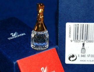 Swarovski Memories CHAMPAGNE BOTTLE Cut Crystal 18ct Gold Plated Ornament 3