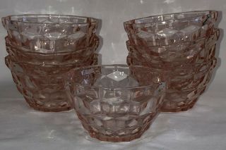 7 Jeannette Cube/cubist Pink 4 1/2 " Deep Bowls