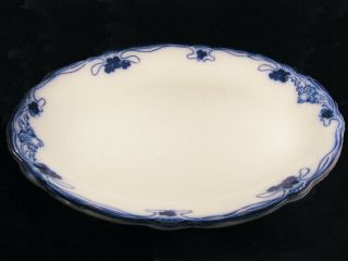 Antique Flow Blue Wood & Sons Semi Porcelain Large 18 " Oval Platter