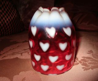 Fenton Pink Cranberry Heart Opalescent Fairy Lamp Shade