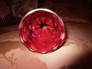 FENTON PINK CRANBERRY HEART OPALESCENT FAIRY LAMP SHADE 5