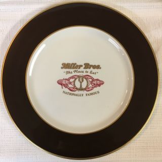 Miller Bros.  Restaurant,  Baltimore,  Md Vintage Dinner Plate By Walker China