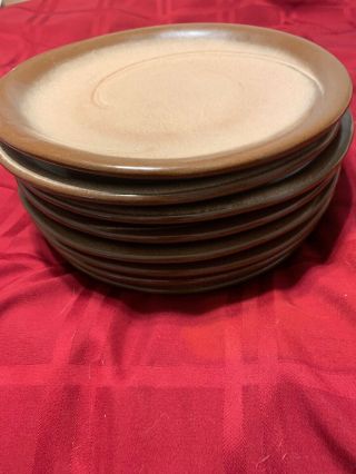 Set Of (8) Vintage Frankoma Pottery Dinner Plates 4f Brown