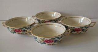 4 Royal Doulton Booths Floradora Cream Soup Bowls - No Saucer Liners