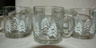 Set Of 5 Dansk White Pine Blown Glass Coffee Mugs Signed
