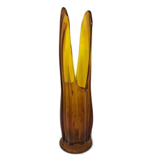 Viking Glass Art Vase Amber 15.  5 " Drape Swing 1960 