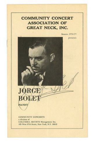 Jorge Bolet Signed 1974 Concert Program Virtuoso Pianist Liszt