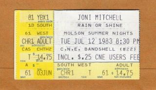 1983 Joni Mitchell Concert Ticket Stub Toronto Canada Wild Things Run Fast