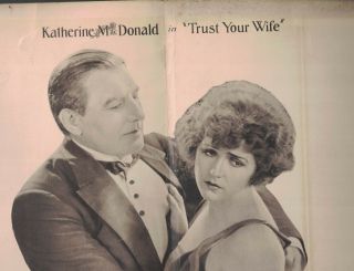 Trust Your Wife Katherine Macdonald Vintage Ad Sheet 1921 Cardstock