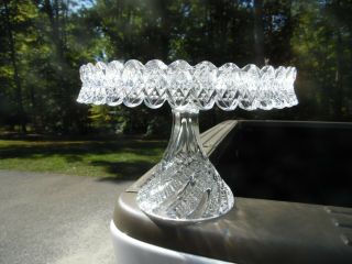 Stunning Sparkling Vintage Pattern Glass Cake Stand / Crystal / Maker Unknown 2