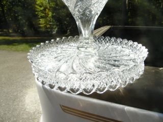 Stunning Sparkling Vintage Pattern Glass Cake Stand / Crystal / Maker Unknown 5
