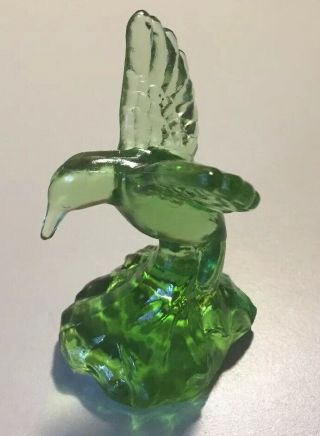Fenton Apple Green Glass Hummingbird Figure 4.  25”
