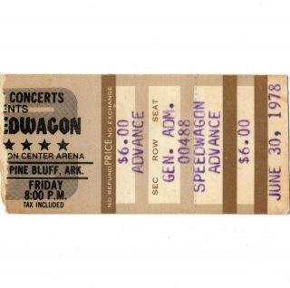 Rainbow & Reo Speedwagon Concert Ticket Stub Pine Bluff 6/30/78 Ronnie James Dio
