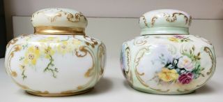 Cac Lenox Lidded Jars Ceramic Arts Company Floral American Belleek