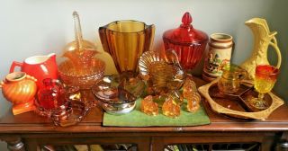 L.  E.  Smith Amber Glass Covered Candy Dish / Soup Bowl Turkey Dish with Lid 8