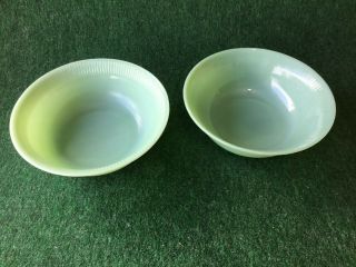 Fire King Jadite Jadeite Jane Ray 2 Serving Bowls 8 1/4 " Inches