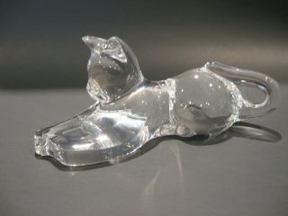 Baccaret Crystal Kitty Cat Figurine Paperweight Vintage Art Glass France Signed