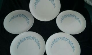 Set Of 5 Centura By Corning Cornflower Blue 10  Dinner Plates