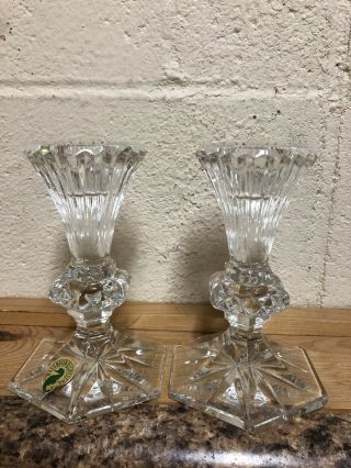 Set Of 2 - Waterford Chatham Crystal Candle Stick Holders 5