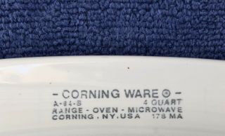 VINTAGE CorningWare A - 4 - B Blue Cornflower 4 - Qt.  Oven Casserole w/PYREX Glass Lid 7