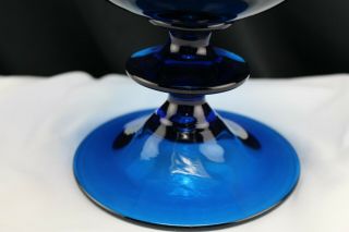 Mid Century Italy Murano Cobalt Blue Optic Glass Footed Pitcher Cocktail Breakfa 4