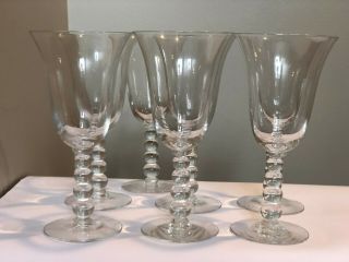 7 Imperial Candlewick Water Wine Goblets Round Beaded Stems Ball Stem