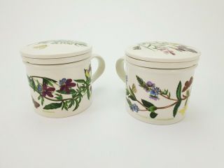 Vintage Porcelain Tea Mugs Strainer Portmeirion Botanic Garden England E/0221