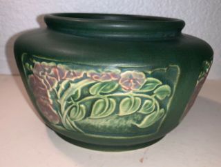 Roseville Pottery Rosecraft Panel Green Bowl / Vase 1926