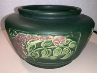 Roseville Pottery Rosecraft Panel Green Bowl / Vase 1926 2