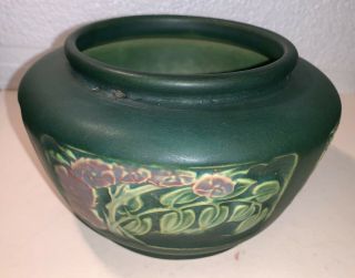 Roseville Pottery Rosecraft Panel Green Bowl / Vase 1926 3