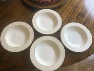 Set Of 4 Lenox Opal Innocence Rimmed Pasta Or Soup Bowls 9 Inches
