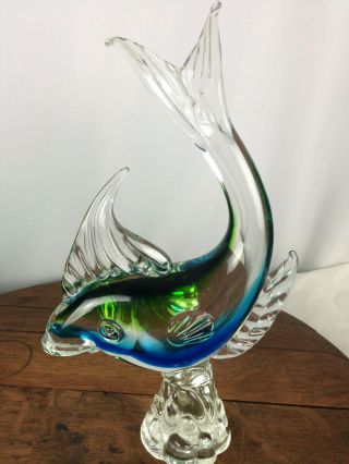 Vintage Murano Italian Hand Blown Colorful Art Glass Large Fish Wh - 1 - 1