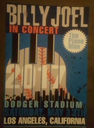 Billy Joel 2017 Dodger Stadium Poster Los Angeles Piano Man Print Merchandise