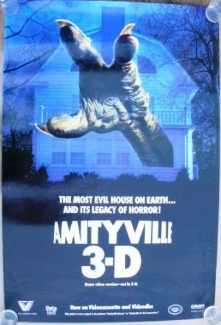 Amityville 3 - D Rolled Video Poster From 1984 - Cool Horror Poster 24 " X 36 "