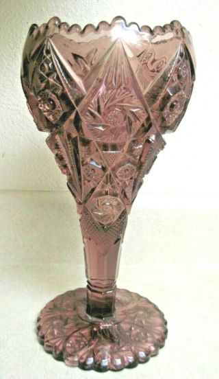 Rare Purple 12 " Eapg Imperial Glass Chalice Vase Thunderbolt 1910 -