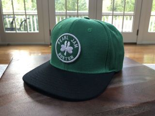 Pearl Jam Boston Fenway Park Hat Green Black Cap 2016 Shamrock Irish Celtics