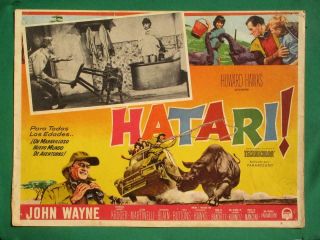 John Wayne Hatari Elsa Martinelli Art Spanish Orig Mexican Lobby Card 2