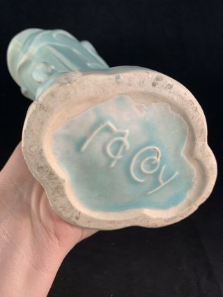 Vintage McCoy Pottery Swan Vase Blue Aqua Matte Glaze 6