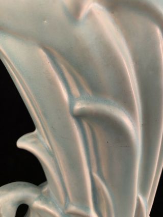 Vintage McCoy Pottery Swan Vase Blue Aqua Matte Glaze 7