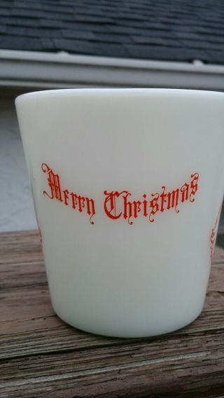 Vintage Pyrex White Milk Glass Red Santa Merry Christmas Mug 2