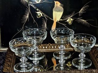 Fabulous Vintage Crystal Hand Cut Champagne / Sherbet Glasses Set Of 4