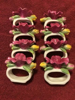 Royal Albert Old Country Roses Napkin Rings A Set Of 8 Cond