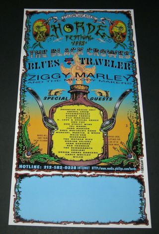 1995 H.  O.  R.  D.  E.  Festival Poster - Black Crowes,  Blues Travelers,  Ziggy Marley,  Taj