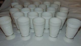 Set Of 23 Indiana White Milk Glass Colony Harvest Grape Goblets Or Work For Vase