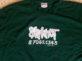 1999 Slipknot 2 Sided Concert T Shirt Xxl Green