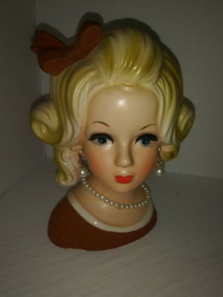 Vintage Napco Napcoware C8499 Ceramic Lady Head Vase 5 - 1/2 " Tall Offers Accepted