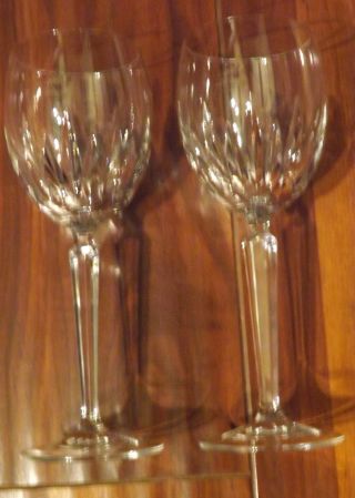 2 Waterford Water / Wine Long Stemmed Glasses 8 1/2 " Tall