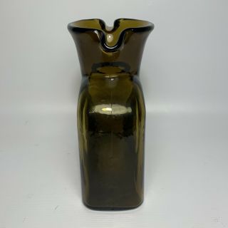 Vintage Blenko Glass Water Bottle Pitcher Carafe Double Spout Amber Honey Rare 5